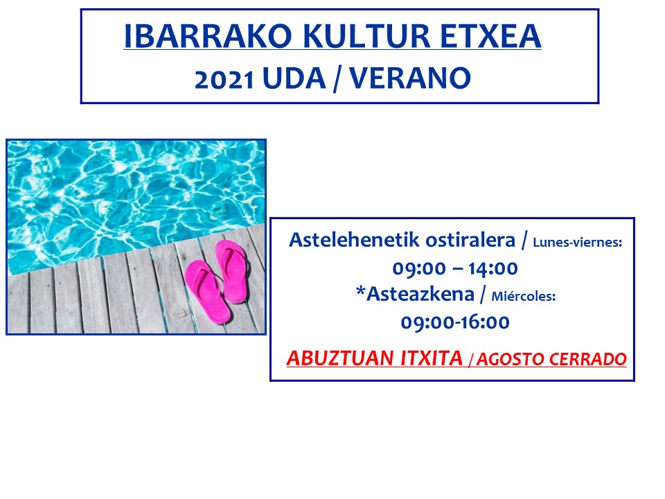 Udako ordutegian da kultur etxea - Noticias