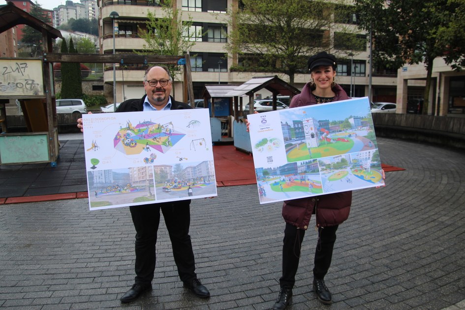 Las y los Arrasatearras eligen convertir el parque del barrio de Uribe en un 'caleidoscopio' y el de la plaza de Legarra en una 'ciudad medieval'