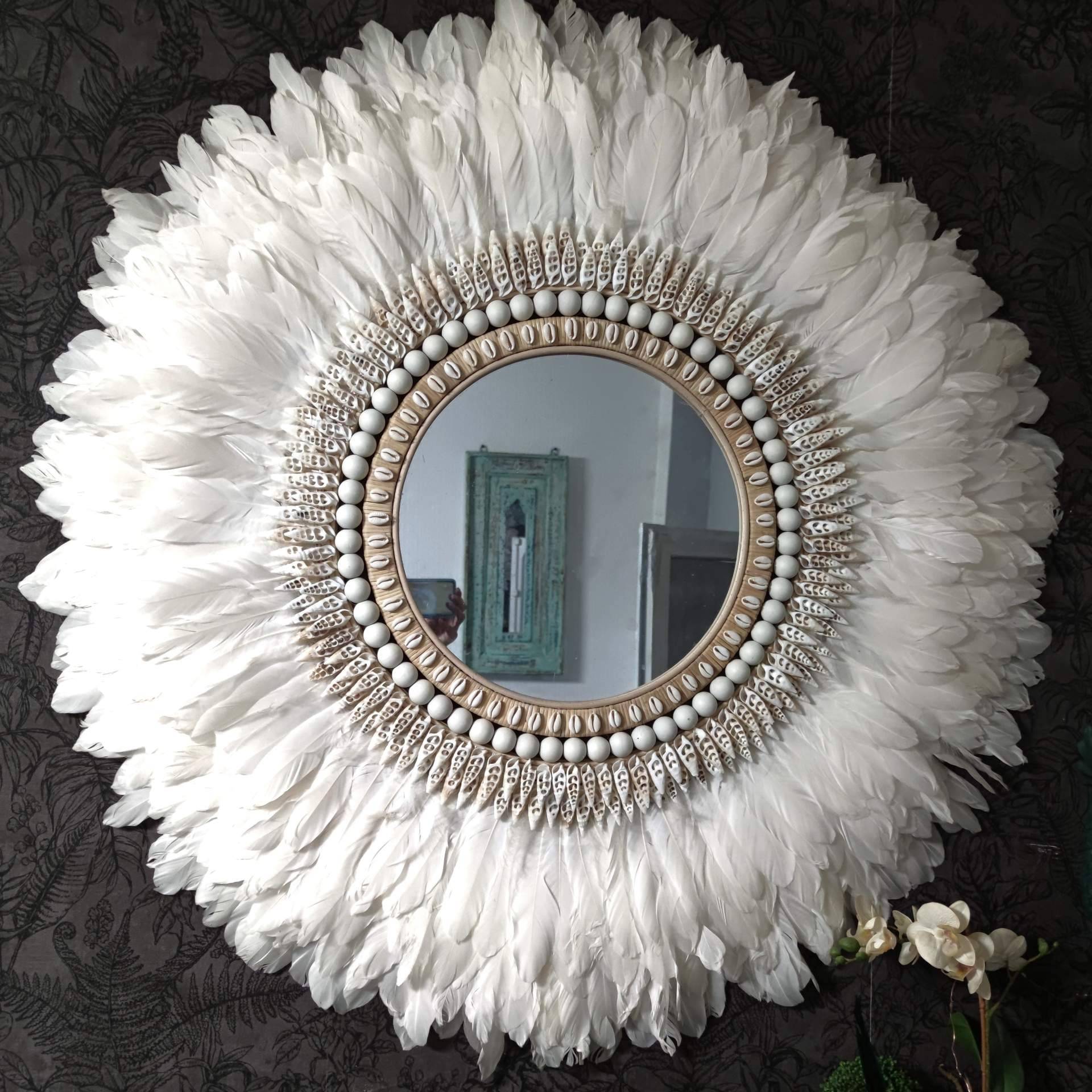 Espejos de plumas de Bali Jewels, decoración natural y artesanal para el hogar