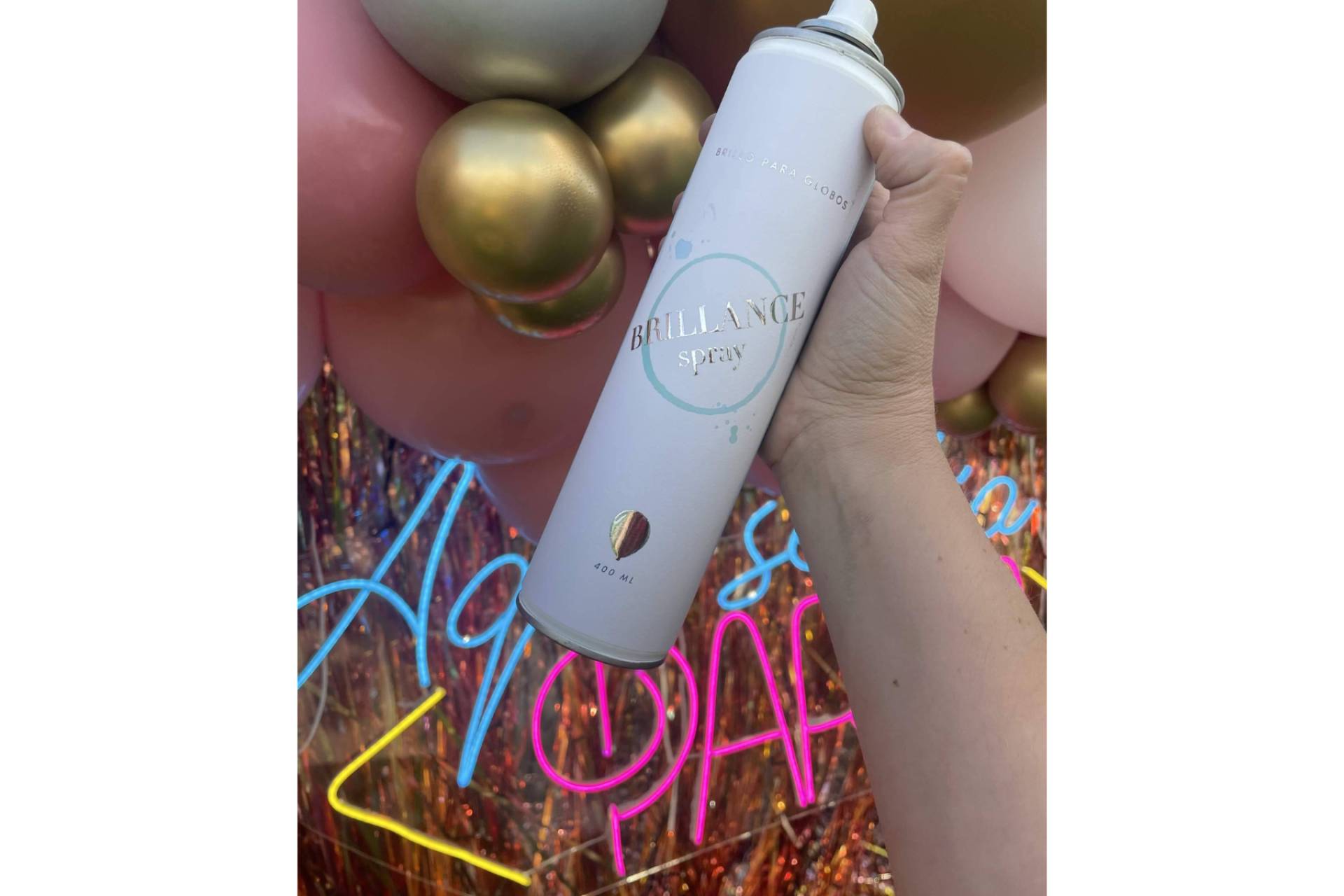 Brillo spray para globos; acabado profesional para decoraciones visualmente impactantes