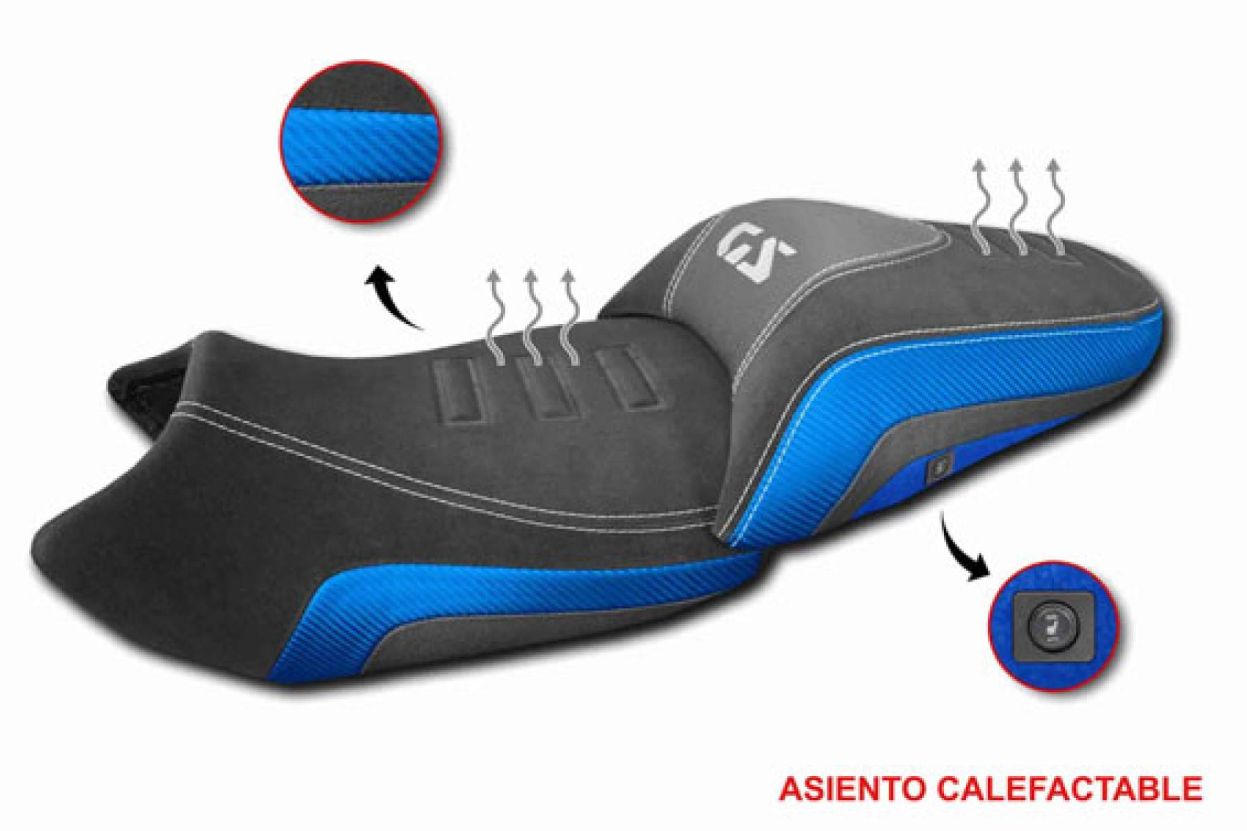 JM-FUNDAS incorpora el asiento de moto calefactable completo para BMW R1300 GSA con acabado Confort