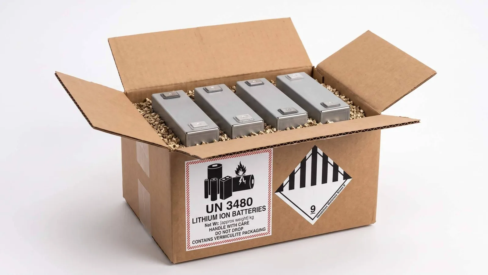 Vermiculita expandida, protección inerte para el transporte de baterías de litio